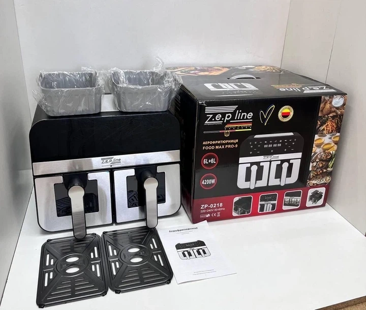 Аэрофритюрница двухкамерная Zepline ZP-0218 12 л 4200 Вт силиконовыми формами - изображение 2