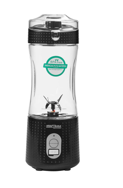 Акумуляторний блендер Kraft&Dele 0,38 л 20000 об/хв USB-C 6000 мА·год ПК+ABS чорний - зображення 8
