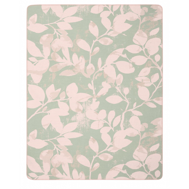 Плед Biederlack Wohndecke Soft Leaves, Полуторний, 150x200 см, Блідо-зелений з молочним - зображення 3