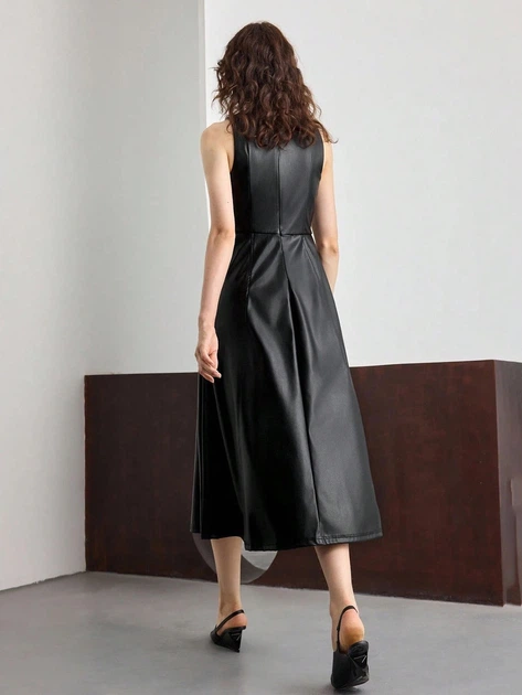 Платье из эко-замши Shein sz25071169502961622 L черное (100009998) - изображение 2