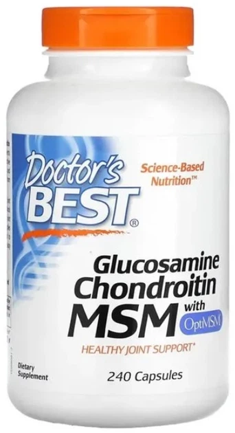 Глюкозамін Хондроїтин MSM + OptiMSM Doctor's Best 240 капсул (753950000810) - Фото 1 Глюкозамін Хондроїтин MSM + OptiMSM Doctor's Best 240 капсул (753950000810) - зображення 1