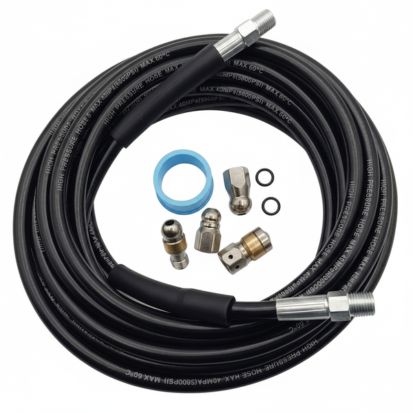 Комплект для прочищення труб RIAS з 3 насадками 10 м Black (3_08206) - зображення 2