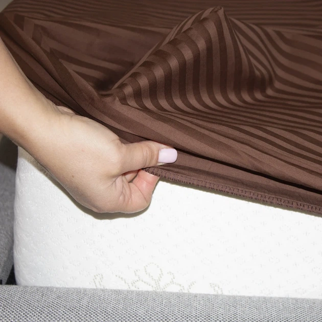 Простирадло на резинці 160×200 ТЕП сатин шоколадне Chocolate, 135 г/м², борт 25 см - зображення 4