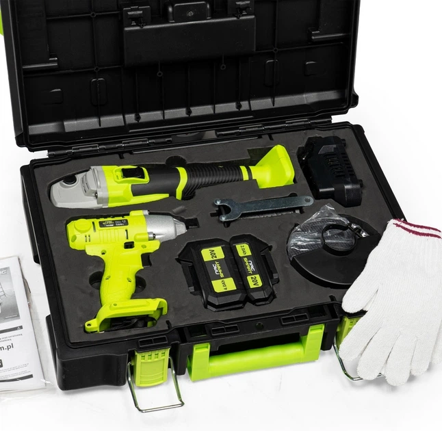 Набір Nac SMART NS-SET3-20V ударний гайковерт + кутова шліфувальна машина + 2 акумулятори + швидкий зарядний пристрій 20 В (5905842533394) - зображення 4