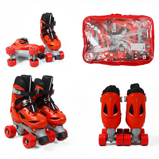 Розсувні ролики квади 98-65 S Best Roller колеса PVC, що світяться (розмір 31-34). Black and Red (193632) - зображення 2