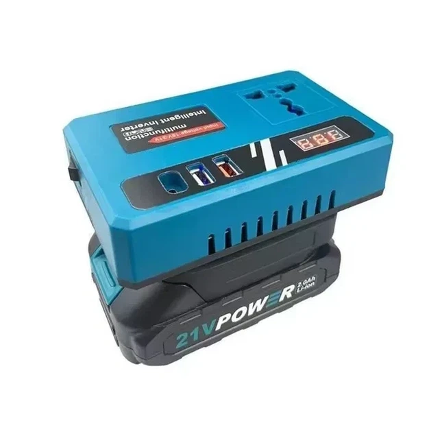 Інвертор RIAS R-150 акумуляторний с 18-21V на 220V 150W Blue (3_08221) - зображення 3