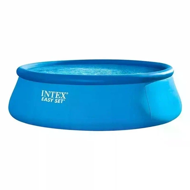 Басейн надувний Intex 26168-1 круглий 457х122 см на 14141 л з ПВХ, з драбиною для плавання, тентом від сонця, підстилкою на дно, синій кольор для літнього відпочинку - изображение 3