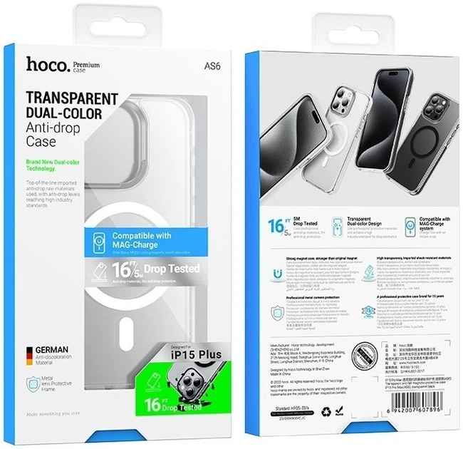 Чохол-накладка Hoco Anti-drop Magnetic для iPhone 15 Plus Transparent Gray - Фото 3 Чохол-накладка Hoco Anti-drop Magnetic для iPhone 15 Plus Transparent Gray - изображение 3