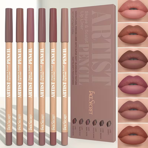 Набор матовых карандашей для губ Face Secret, оттенок Nude pink - изображение 4