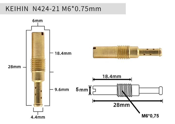 Жиклер холостого ходу PZ 26-30 M6×0.75 №30 (1 шт.) (K132-71930) - зображення 2