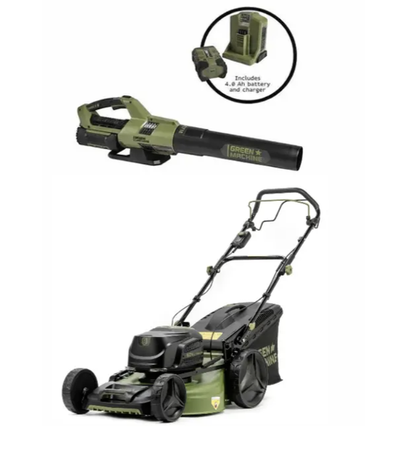 Самохідна газонокосарка акумуляторна + садова повітродуйка Green Machine 62V - зображення 5