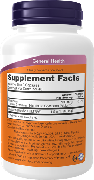 Suplement diety Now Foods Chitosan 500 mg plus Chromium 120 kapsułek (733739020253) - obraz 2