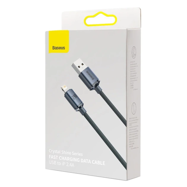 Кабель Baseus Crystal Shine Series Fast Charging Data Cable USB to iP 2.4A 2m Black - изображение 2