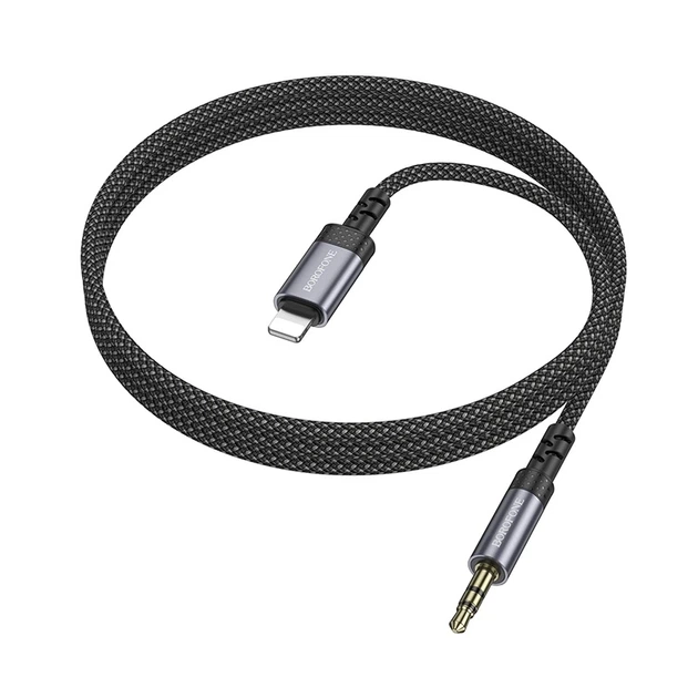 Аудіокабель BOROFONE BL24 iP to 3.5mm male, nylon braid, 1m, Metal Grey - Фото 3 Аудіокабель BOROFONE BL24 iP to 3.5mm male, nylon braid, 1m, Metal Grey - изображение 3