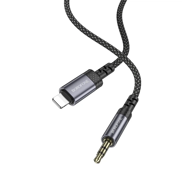 Аудіокабель BOROFONE BL24 iP to 3.5mm male, nylon braid, 1m, Metal Grey - Фото 5 Аудіокабель BOROFONE BL24 iP to 3.5mm male, nylon braid, 1m, Metal Grey - изображение 5