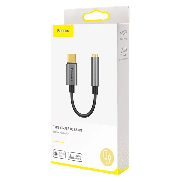 Кабель-перехiдник Baseus Type-C Male to 3.5mm Female Adapter L54 Deep Grey - зображення 11