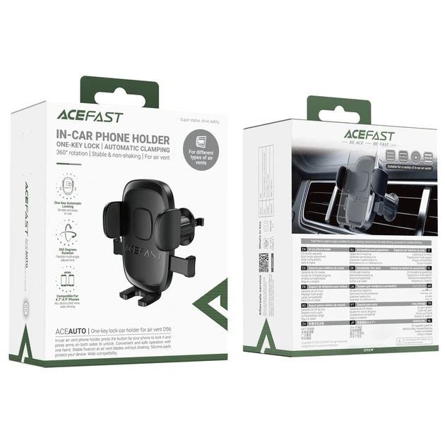 Автотримач для телефона ACEFAST D56 one-key lock car holder for air vent Black - изображение 2
