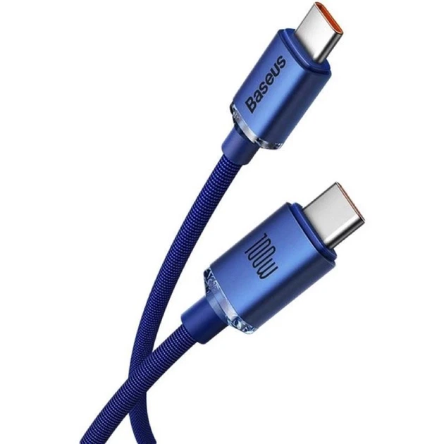 Кабель Baseus Crystal Shine Series Fast Charging Data Cable Type-C to Type-C 100W 1.2m Blue - Фото 3 Кабель Baseus Crystal Shine Series Fast Charging Data Cable Type-C to Type-C 100W 1.2m Blue - зображення 3