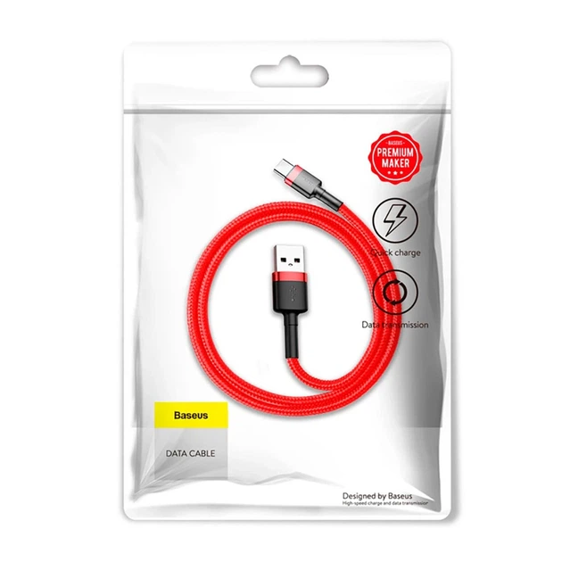 Кабель Baseus Cafule Cable USB For Type-C 3A 0.5m Red+Red - Фото 2 Кабель Baseus Cafule Cable USB For Type-C 3A 0.5m Red+Red - зображення 2