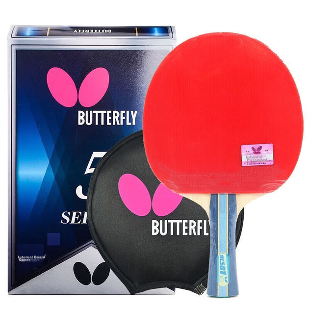 Ракетка для настільного тенісу BUTTERFLY Five-Star, ручка для ручки, двостороннє зворотне гумове лезо для змагань TBC501, одинарна ракетка, в комплекті чохол для ракетки - зображення 8