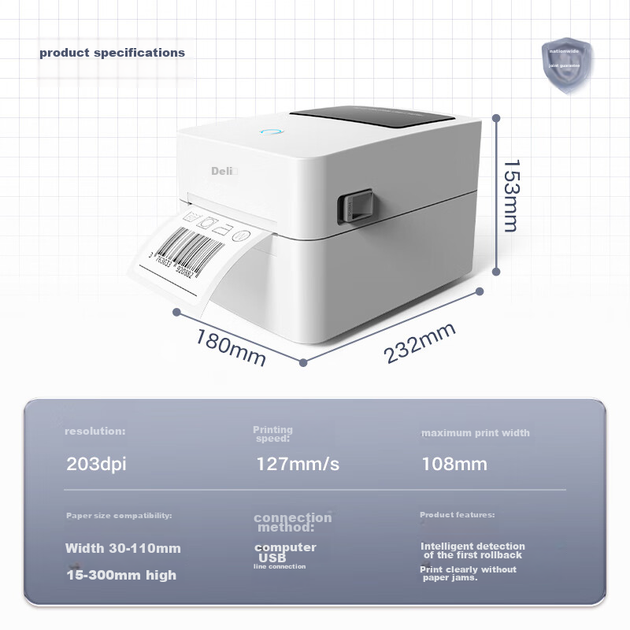 Принтер этикеток Deli DL-888B термопринтер USB - изображение 5
