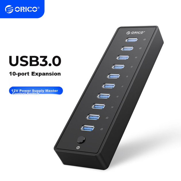 USB-концентратор ORICO 3.0, высокоскоростная док-станция расширения на 10 портов, конвертер-концентратор для ноутбука, отдельный коммутатор с блоком питания P10-U3 - Фото 2 USB-концентратор ORICO 3.0, высокоскоростная док-станция расширения на 10 портов, конвертер-концентратор для ноутбука, отдельный коммутатор с блоком питания P10-U3 - изображение 2