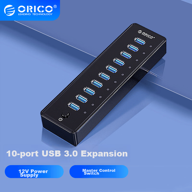 USB-концентратор ORICO 3.0, высокоскоростная док-станция расширения на 10 портов, конвертер-концентратор для ноутбука, отдельный коммутатор с блоком питания P10-U3 - Фото 7 USB-концентратор ORICO 3.0, высокоскоростная док-станция расширения на 10 портов, конвертер-концентратор для ноутбука, отдельный коммутатор с блоком питания P10-U3 - изображение 7