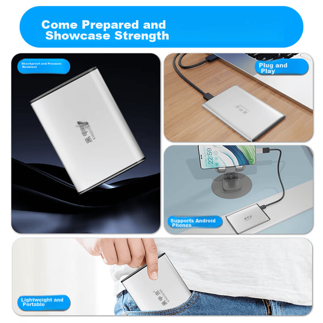 Портативный жесткий диск Heijiachong (KINGIDISK) 1 ТБ USB 3.0, серия SLIM, 2,5 дюйма, жемчужно-серебристый, тонкий металлический корпус 9,5 мм, ударопрочный и устойчивый к давлению, SLIM100 - изображение 3