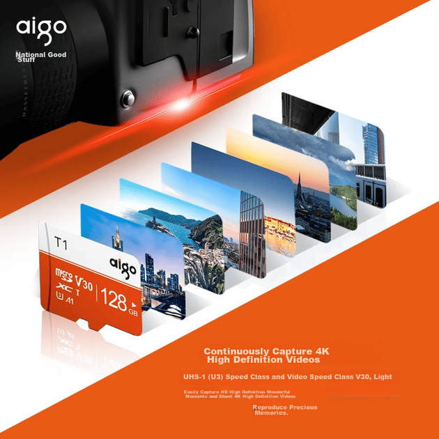 Карта пам'яті Aigo T1 microSDXC 128GB UHS-I U3 V30 A1 - зображення 6