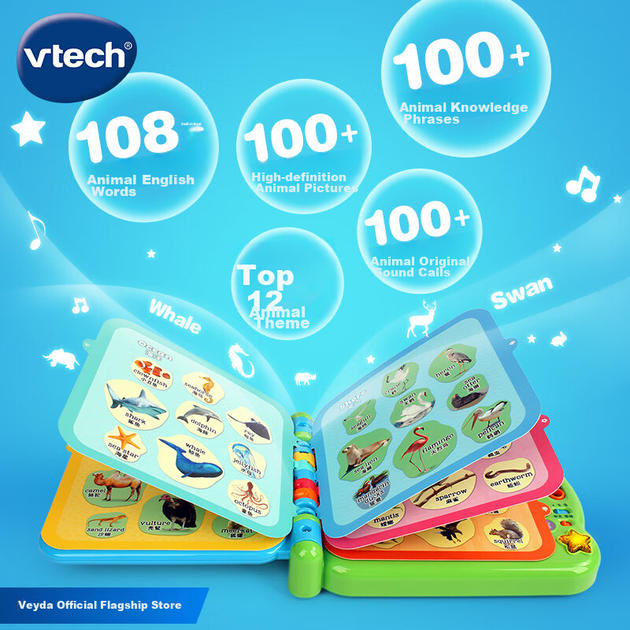 Детская обучающая машинка VTech Early Learning Machine, Animal English 100 Words, аудиокнига для малышей, обучающая машинка, игрушка для детей, подарок для мальчиков и девочек. - изображение 8