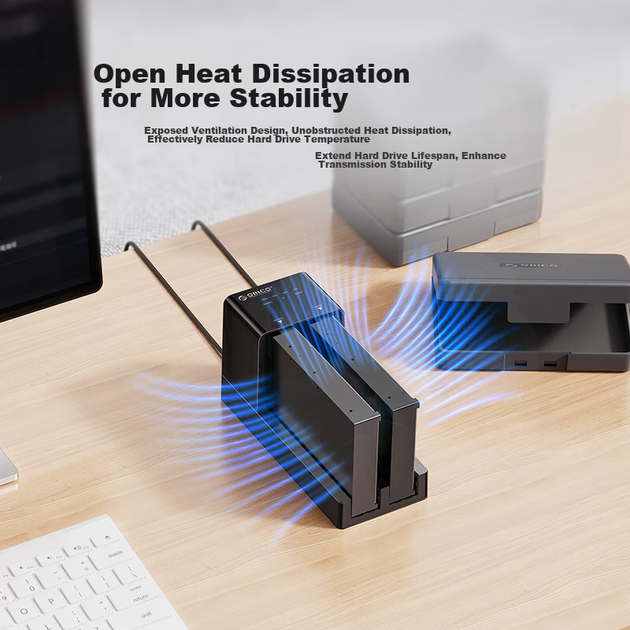 ORICO Внешняя док-станция для жестких дисков с USB3.0, функция автономного копирования, 2,5/3,5-дюймовые SATA/SSD твердотельные накопители, механическая, внешний, с двумя отсеками для клонирования, модель 6528US3-C - зображення 4