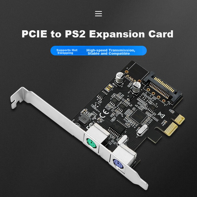Адаптер MOGE MC2210 PCI-E на PS/2 для клавиатуры и мыши, карта PCIE на PS/2, совместимая с настольными компьютерами и ноутбуками, с круглым разъемом для клавиатуры и мыши. - зображення 3
