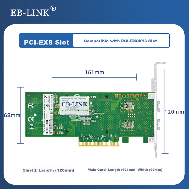 Сетевая карта EB-LINK BCM57810S с двухпортовым гигабитным интерфейсом PCI-E X8 и оптоволоконным подключением, 10G серверный сетевой адаптер с интерфейсом SFP+. - изображение 2