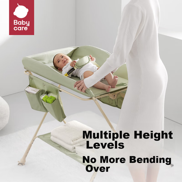 Складной многофункциональный пеленальный столик Babycare, портативная станция для ухода за новорожденными, купания и массажа - Зимний зеленый - зображення 5