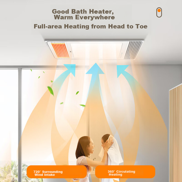 Обогреватель для ванной комнаты NVC Wind Heating, одноядерный, механический, ультратонкий, с подсветкой, вытяжной вентиляцией, модель Y333, для ванной и туалета. - изображение 4
