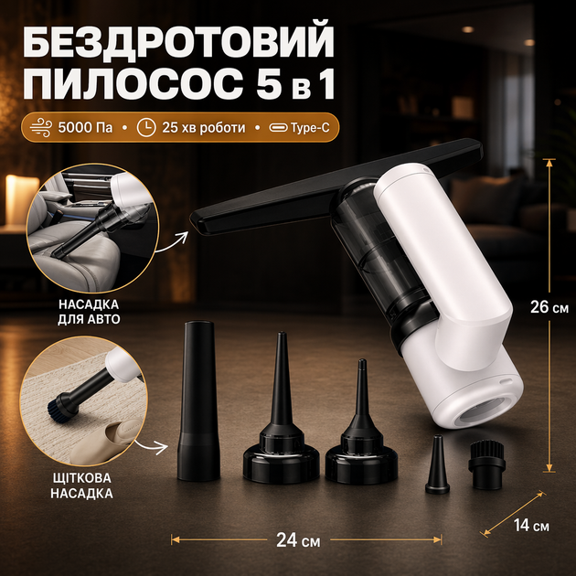 Беспроводной пылесос 5-в-1 с аккумулятором емкостью 2000mAh - изображение 2