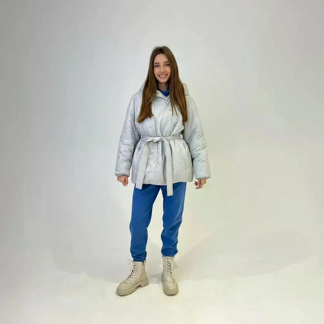 Куртка жіноча зимова плащова тканина перламутрова, XS-S - Фото 3 Куртка жіноча зимова плащова тканина перламутрова, XS-S - зображення 3