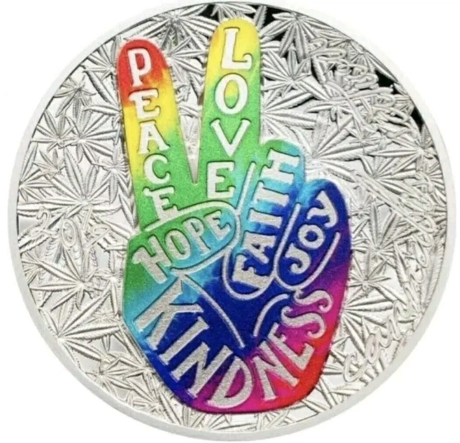 Колекційна срібна монета "PEACE AND LOVE - Мир та любов" 31,1 г 2019 рік - Фото 1 Колекційна срібна монета "PEACE AND LOVE - Мир та любов" 31,1 г 2019 рік - изображение 1