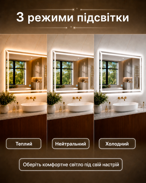 Зеркало с подсветкой для ванной комнаты настенное смарт зеркало LED 70х50 см BRS - изображение 2