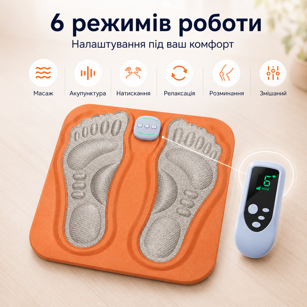 Массажер для ног электрический миостимулятор вибрационный для ступней EMS коврик микротоковый стимулирующий кровообращение BRS Серый - Фото 3 Массажер для ног электрический миостимулятор вибрационный для ступней EMS коврик микротоковый стимулирующий кровообращение BRS Серый - изображение 3