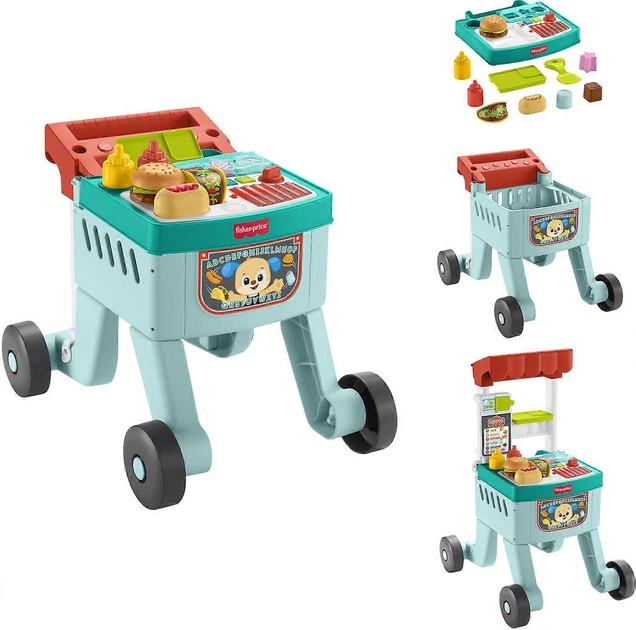 Interaktywne centrum-chodzik edukacyjne Fisher-Price Laugh & Learn 4-in-1 Snack Cart Walker (JLM95) (194735367719) - obraz 2