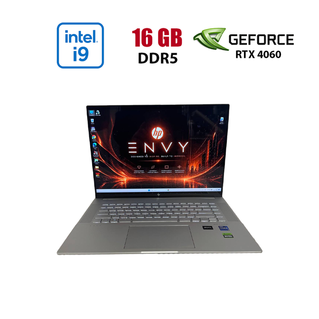 Ігровий ультрабук Б-клас HP Envy 16-h1001nr / 16" (2560x1600) IPS Touch / Intel Core i9-13900H (14 (20) ядер по 2.6 - 5.4 GHz) / 16 GB DDR5 / 512 GB SSD NVMe / nVidia GeForce RTX 4060, 8 GB GDDR6, 128-bit / WebCam б/в - Фото 1 Ігровий ультрабук Б-клас HP Envy 16-h1001nr / 16" (2560x1600) IPS Touch / Intel Core i9-13900H (14 (20) ядер по 2.6 - 5.4 GHz) / 16 GB DDR5 / 512 GB SSD NVMe / nVidia GeForce RTX 4060, 8 GB GDDR6, 128-bit / WebCam б/в - зображення 1