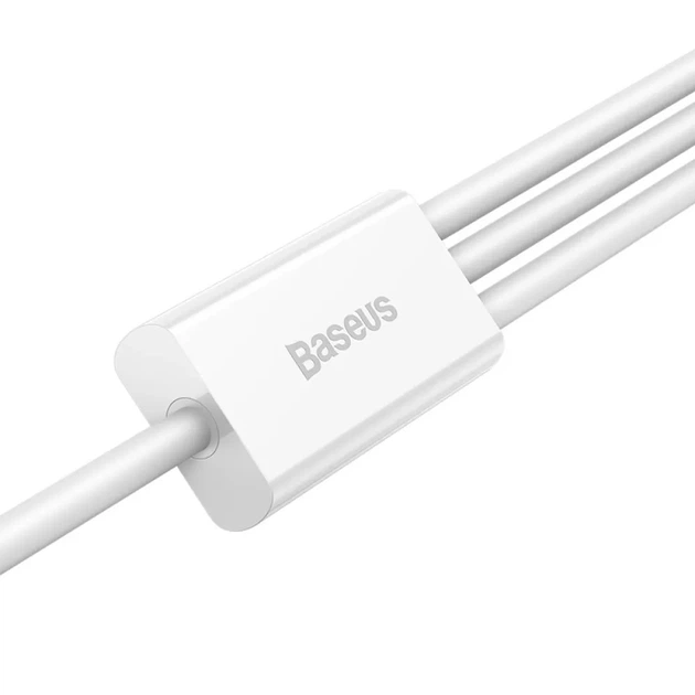 Кабель Baseus Superior Series 3 в 1 USB to Lightning / Micro-USB / Type-C, 3.5A, 1.5м, швидка зарядка, білий - зображення 6