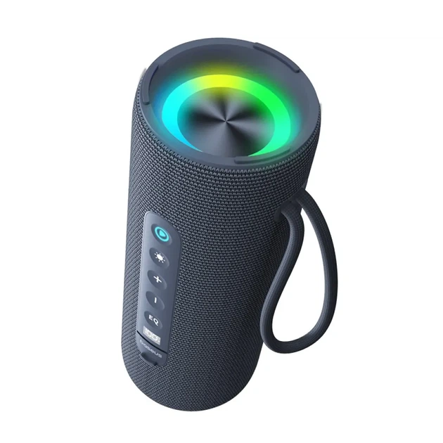 Портативная Bluetooth колонка Baseus AeQur 30 Air 15W, RGB подсветка, IPX5, беспроводная акустика, серая - изображение 5