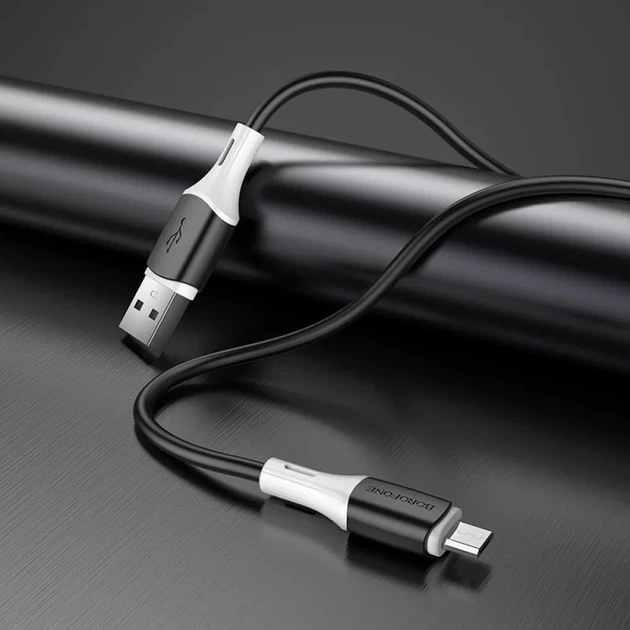Кабель BOROFONE BX79 USB to Micro-USB 2.4A, 1 м, силіконовий, швидка зарядка та синхронізація, чорний - Фото 5 Кабель BOROFONE BX79 USB to Micro-USB 2.4A, 1 м, силіконовий, швидка зарядка та синхронізація, чорний - зображення 5