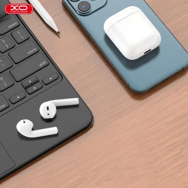 Навушники XO T2 TWS Bluetooth 5.3, бездротові, з кейсом, мікрофон, сенсорне керування, білі - зображення 5