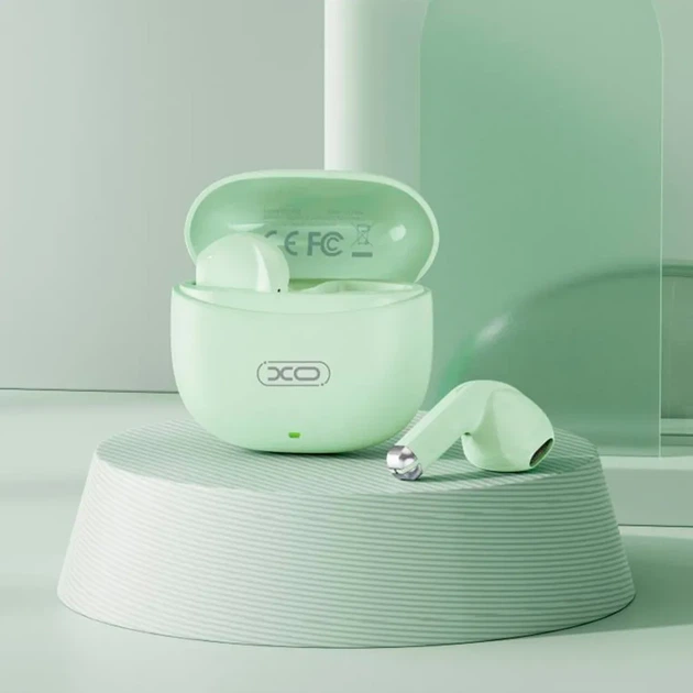 Навушники XO X33 Mini Jade Crystals TWS Bluetooth 5.3, бездротові, зарядний кейс, мікрофон, сенсорне керування, зелені - зображення 4