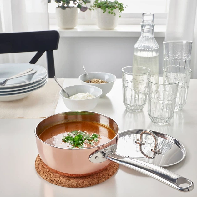 Каструля з кришкою, мідь нержавіюча сталь, 1,5 л IKEA FINMAT 205.175.68 - Фото 3 Каструля з кришкою, мідь нержавіюча сталь, 1,5 л IKEA FINMAT 205.175.68 - изображение 3