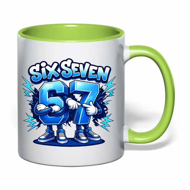 Чашка з друком "Six seven" №5 (колір салатовий) (41168) - Фото 2 Чашка з друком "Six seven" №5 (колір салатовий) (41168) - зображення 2