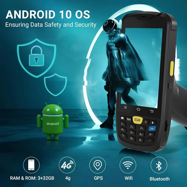 Терминал сбора данных 4" Tera P160 3/32 ГБ 4G 1 SIM 13Мп 8 ядер Android 10 Черный k1 - изображение 5